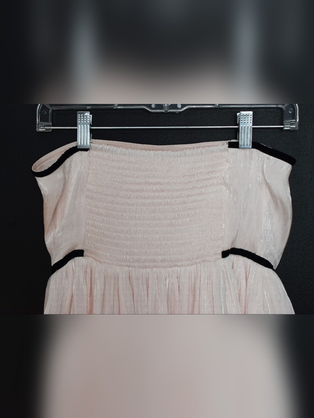 Free People Daisy Strapless Mini Dress Pink Velvet Trim Size S Romantic Feminine - Picture 7 of 10